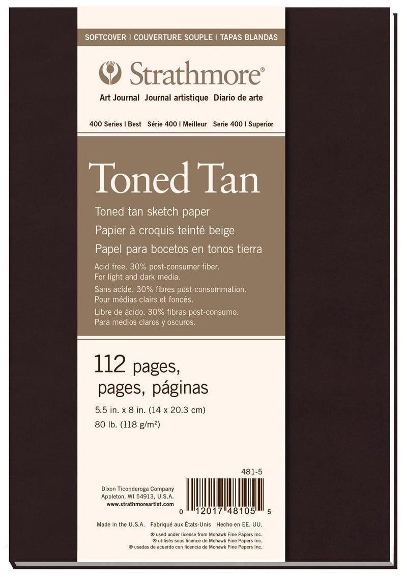 Strathmore 481-5 Softcover Art Sketch Journal, 5.5" X 8", Toned Tan, 112 Pages - Image 1